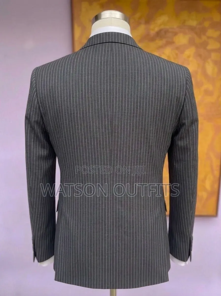 Men's Original Suits in STRIPED Airforce Blue and Gray Design