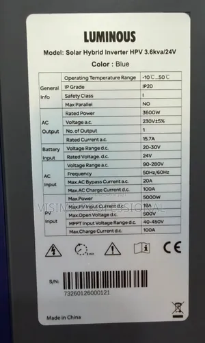 Solar Hybrid Inverter HPV 3.6kva/24v