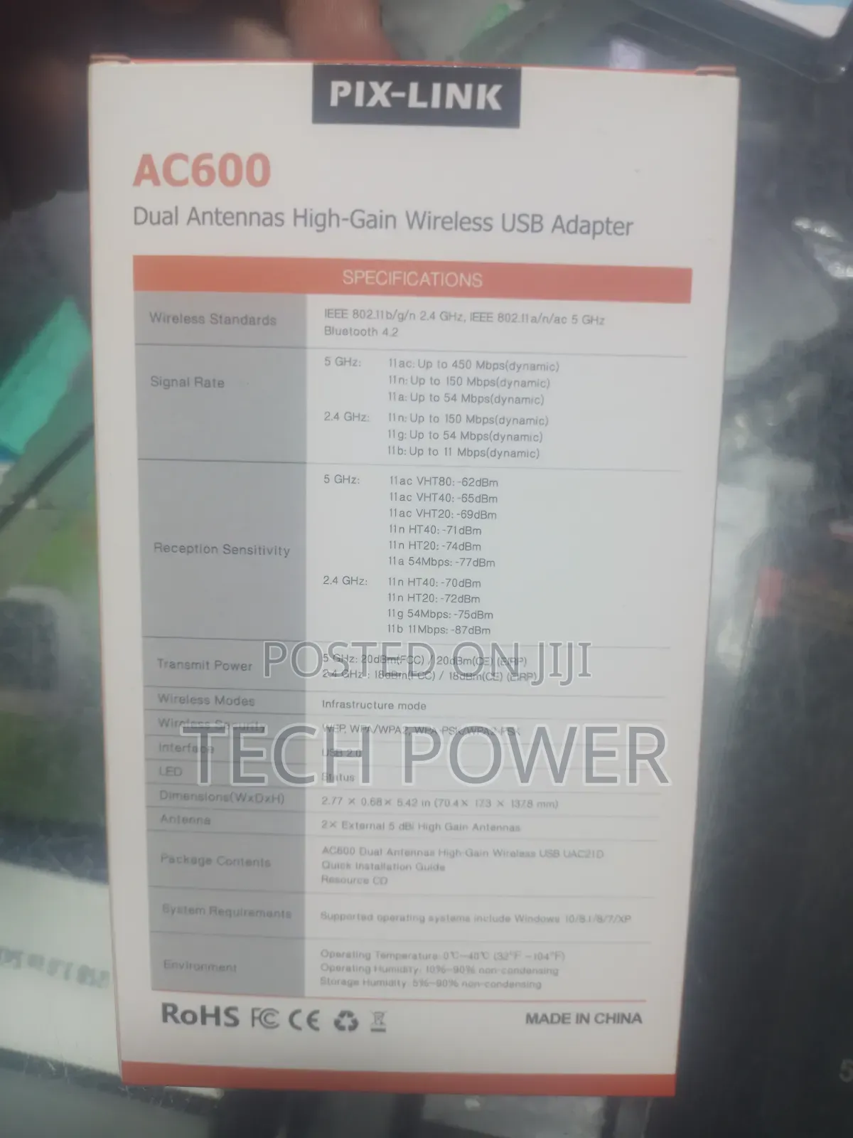 WiFi + Bluetooth USB Adapter Dual Antenna High Gain Wireless