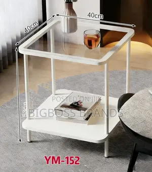 Transparent 2-Tier Side Table or Nightstand (Model YM-152)