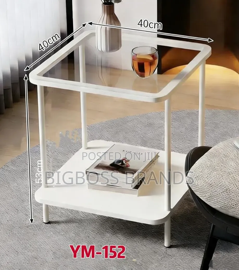 Transparent 2-Tier Side Table or Nightstand (Model YM-152)