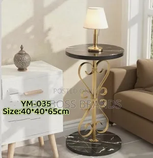 Luxury Marble Top Side Table With Gold Metal Frame (Model: YM-035)