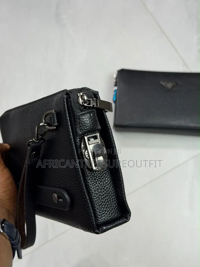 Black Textured Leather Travell Wallet Double Zip Available | Buy Now