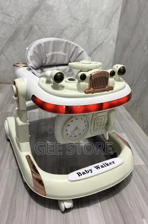 Beige and White 2-in-1 Musical Baby Walker