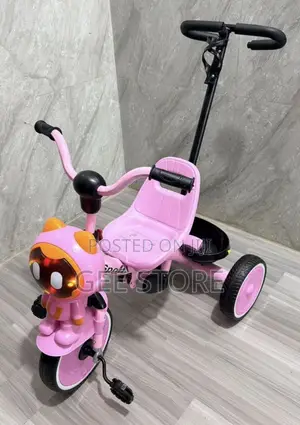 Pink Toddler Tricycle With a Parent Push Handle