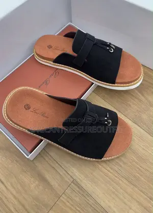 Loro Piano Suede Slip-on Sandals Decorated Front Bow and Tassel Accent