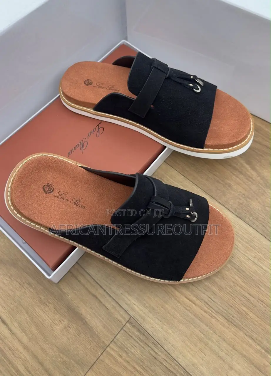 Loro Piano Suede Slip-on Sandals Decorated Front Bow and Tassel Accent