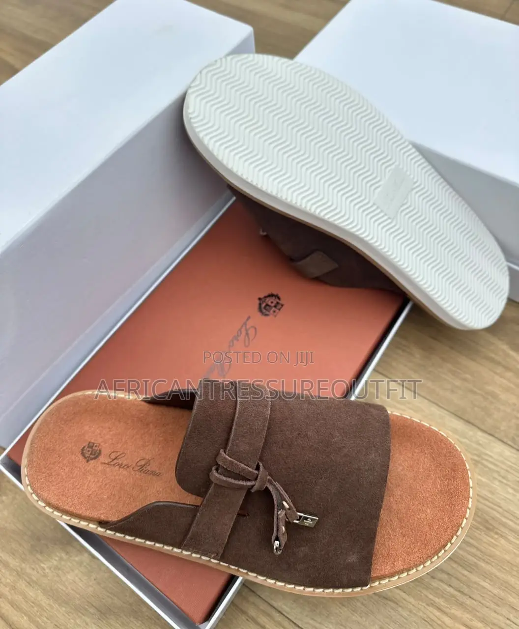 Loro Piano Suede Slip-on Sandals Decorated Front Bow and Tassel Accent