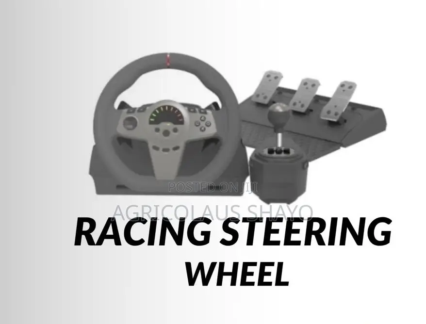 Multi-Platform Racing Steering Wheel Set With Pedals & Gear Shifter