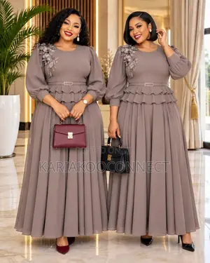 Elegant Puff-Sleeve Ruffle Maxi Dress