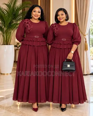 Elegant Puff-Sleeve Ruffle Maxi Dress
