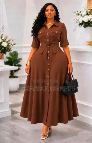 Classic Button-Front Shirt Maxi Dress
