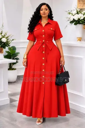Classic Button-Front Shirt Maxi Dress