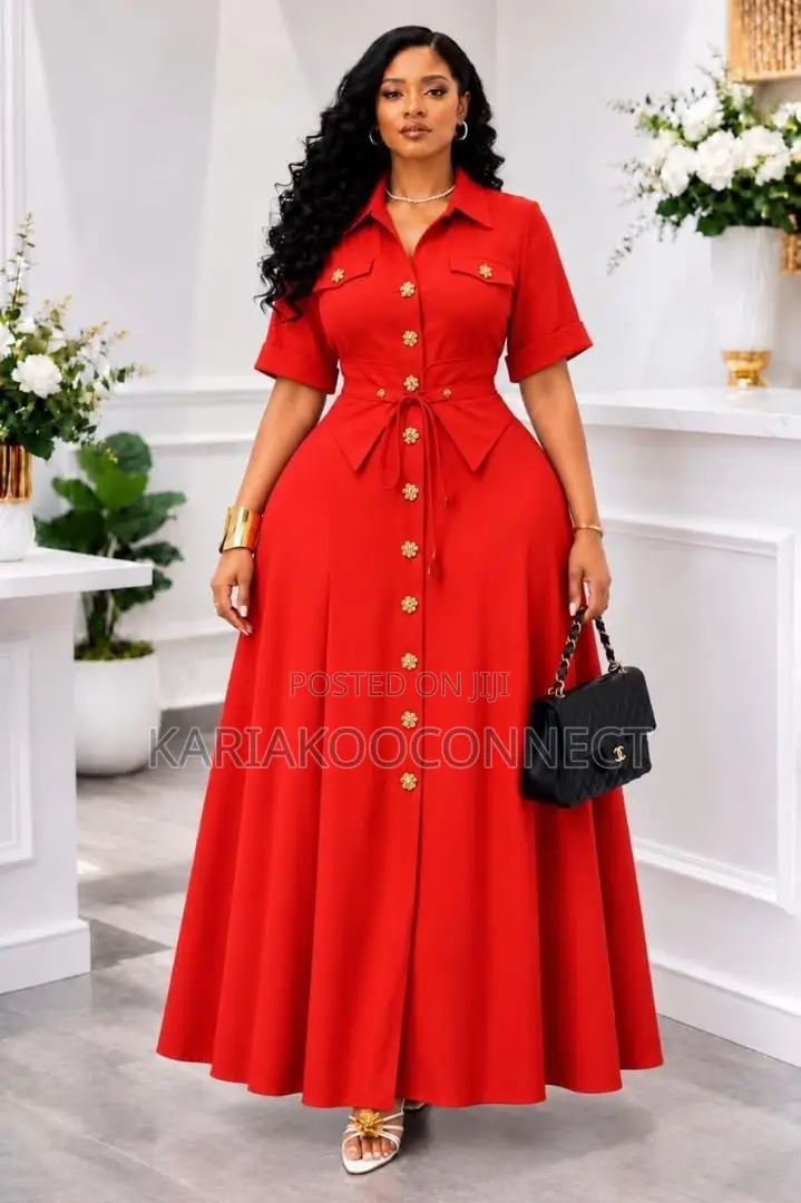 Classic Button-Front Shirt Maxi Dress