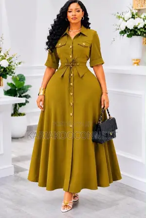 Classic Button-Front Shirt Maxi Dress