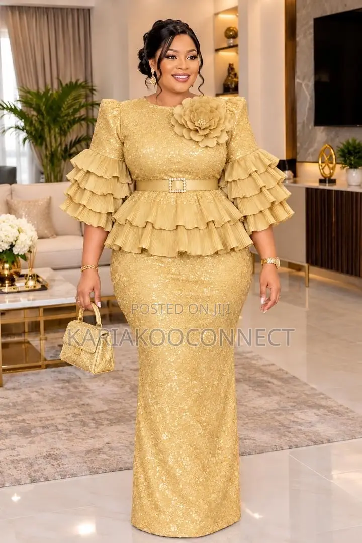 Elegant Tiered Ruffle Top & Fitted Skirt Set