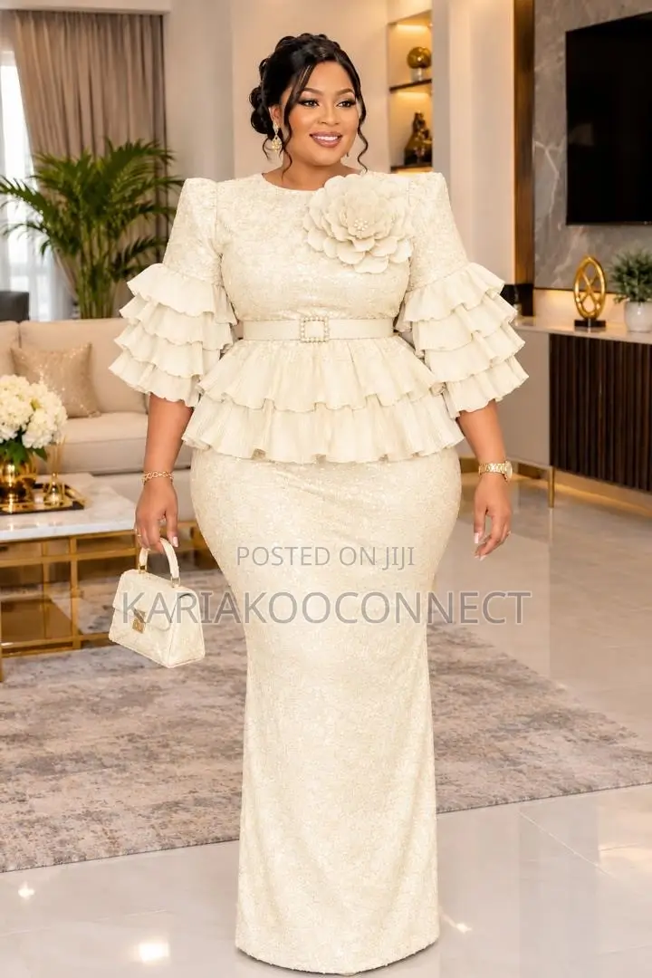 Elegant Tiered Ruffle Top & Fitted Skirt Set