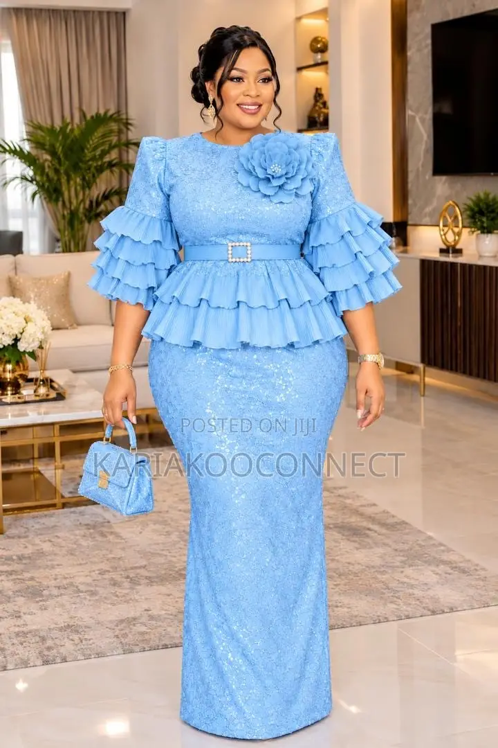 Elegant Tiered Ruffle Top & Fitted Skirt Set