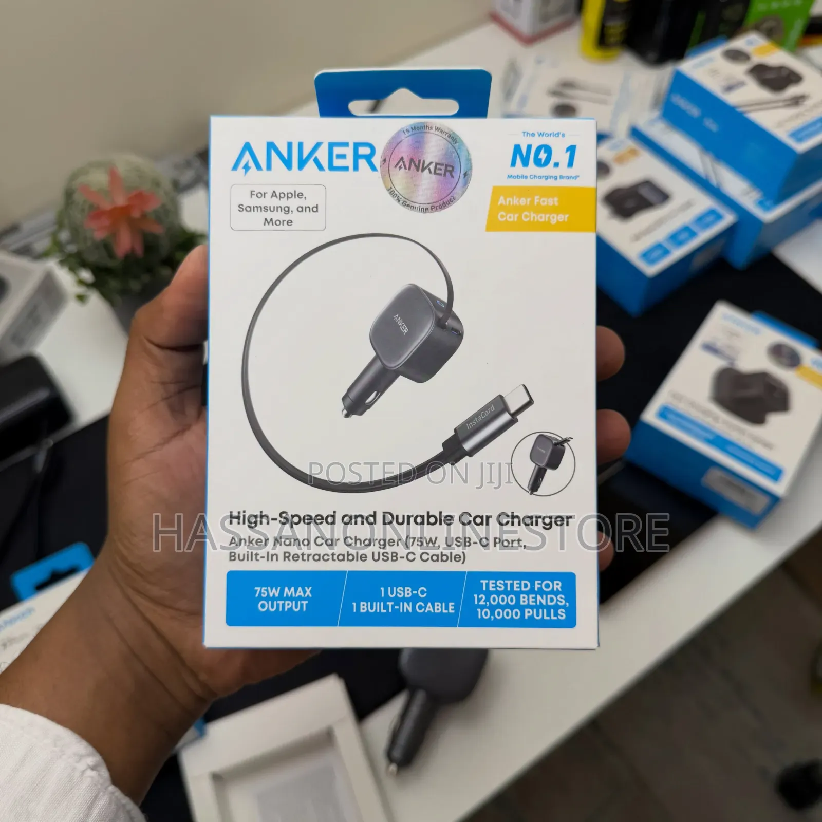 Anker Nano 75w Car Charger Builtin Retractable UsbC Cable