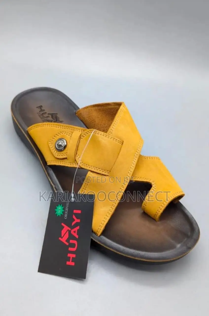 Men's Toe-Loop Leather-Look Sandals