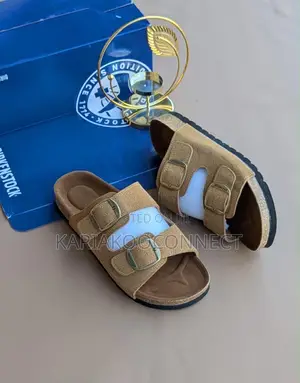 Men's Two-Strap Buckle Suede Slides