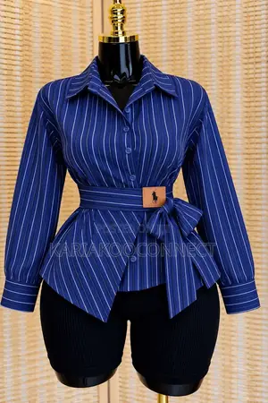 Women's Striped Belted Wrap Shirt