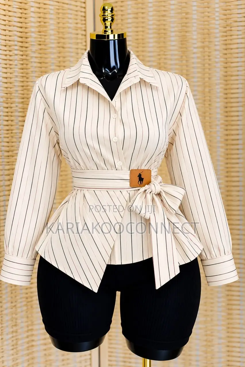 Women's Striped Belted Wrap Shirt