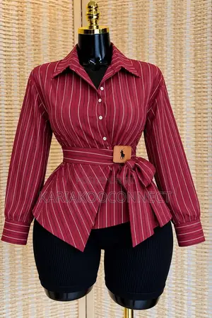 Women's Striped Belted Wrap Shirt