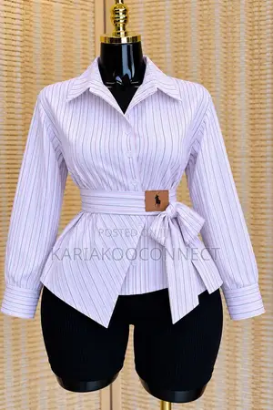 Women's Striped Belted Wrap Shirt
