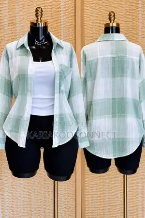 Women's Checked Button-Up Shirt With Vest
