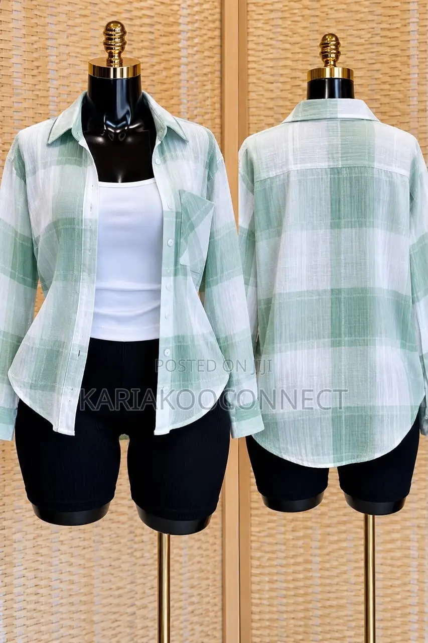 Women's Checked Button-Up Shirt With Vest