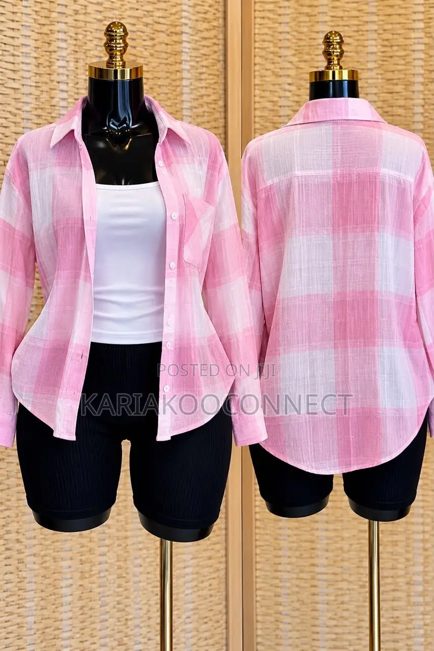 Women's Checked Button-Up Shirt With Vest