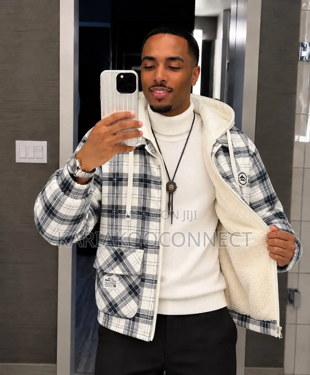 Men's Plaid Hooded Heavy Coat