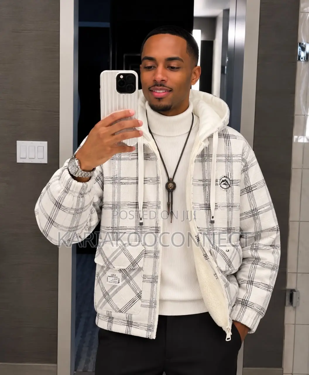 Men's Plaid Hooded Heavy Coat
