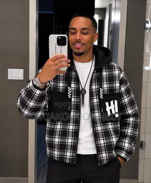 Men's Plaid Hooded Heavy Coat