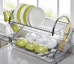 Two-Tier Stainless Steel Dish Drying Rack and Drainer