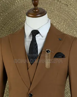3-Piece Premium Wool Suit - Caramel Brown