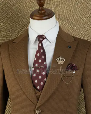 3-Piece Waffle Suit - Chocolate Brown
