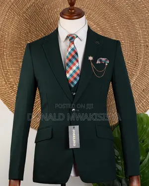 3-Piece Premium Suit - Dark Green / Emerald Green