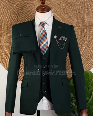 3-Piece Premium Suit - Dark Green / Emerald Green