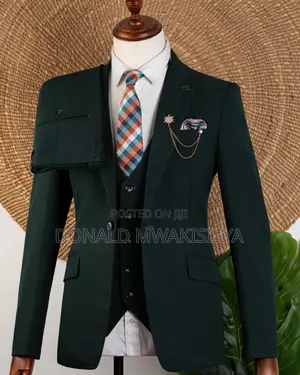 3-Piece Premium Suit - Dark Green / Emerald Green
