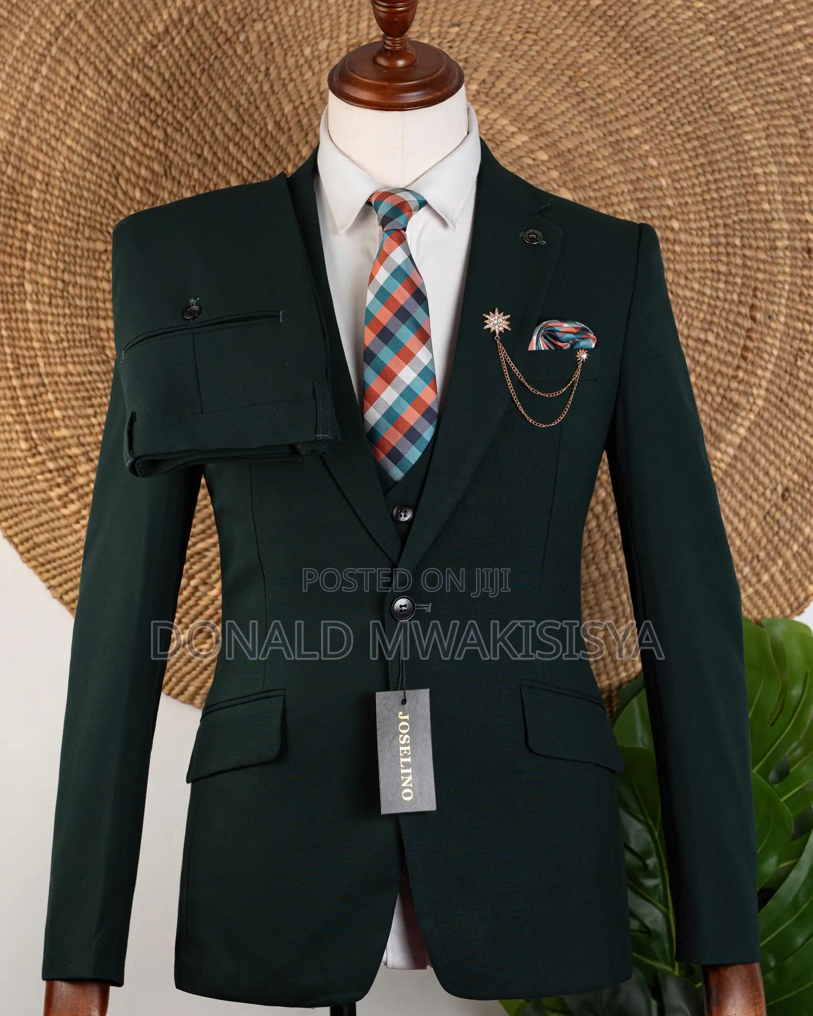 3-Piece Premium Suit - Dark Green / Emerald Green