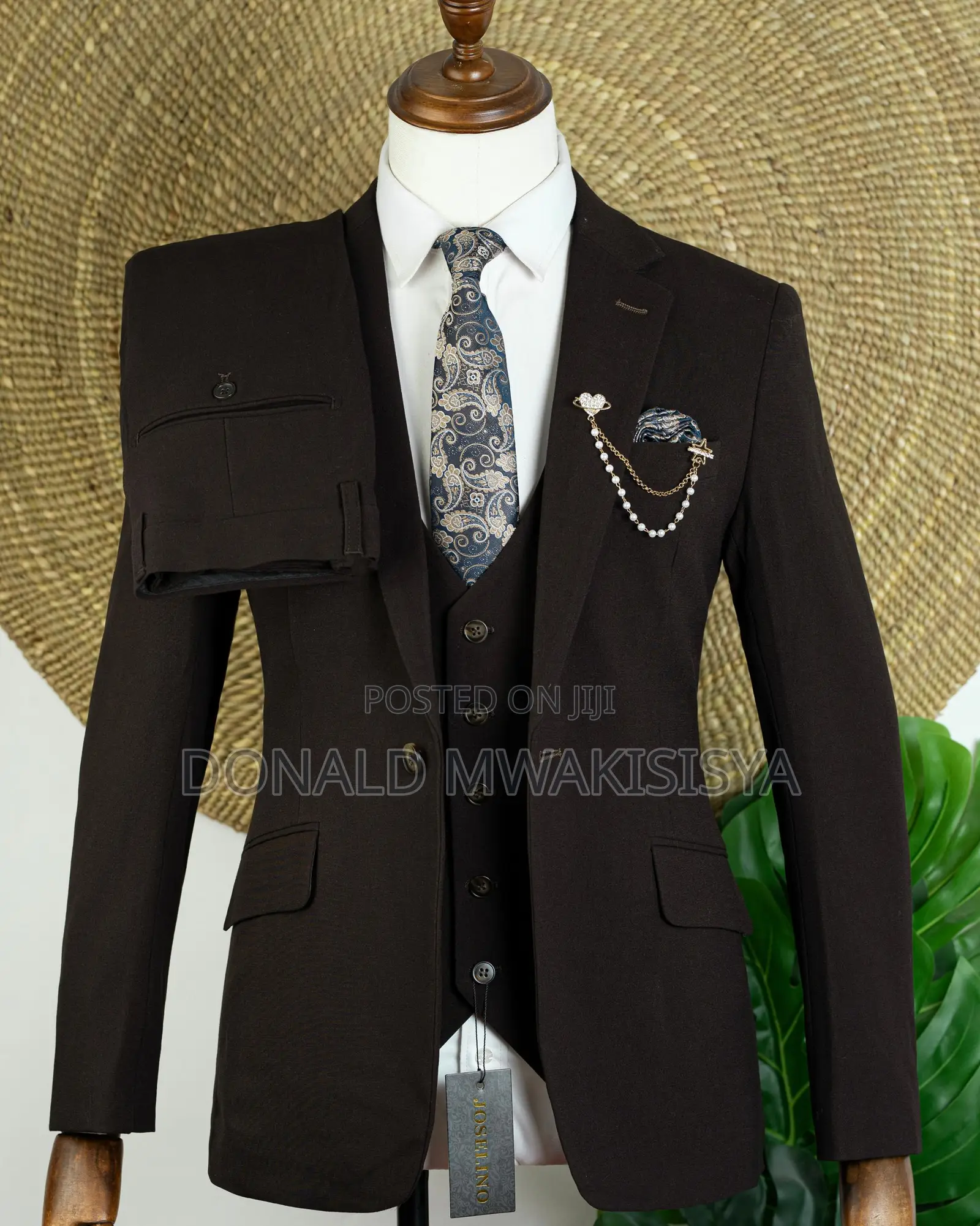 3-Piece Premium Suit - Dark Chocolate Brown