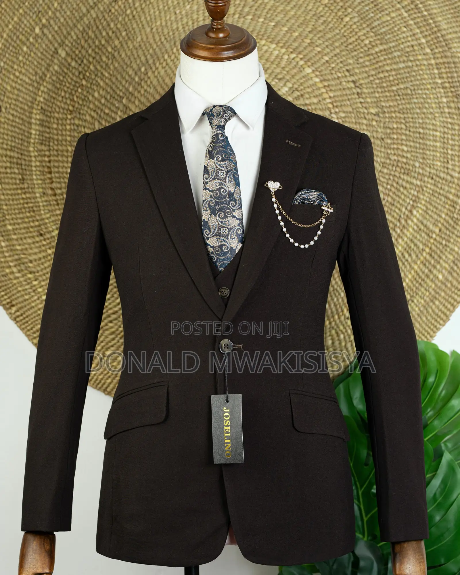 3-Piece Premium Suit - Dark Chocolate Brown