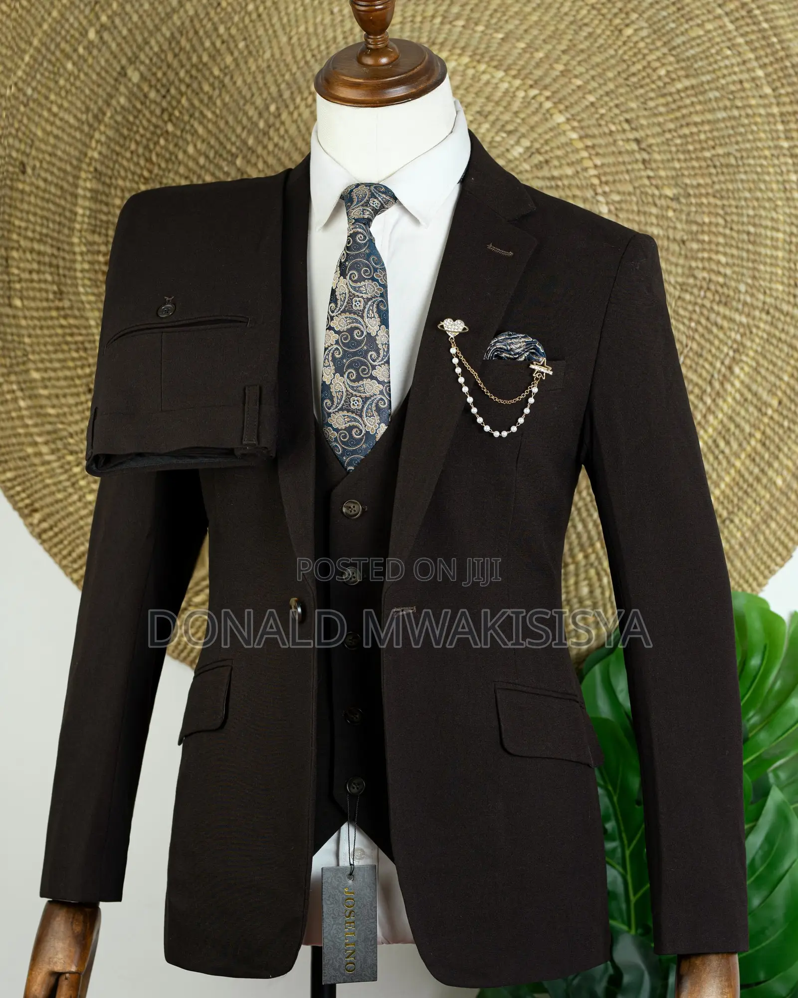 3-Piece Premium Suit - Dark Chocolate Brown