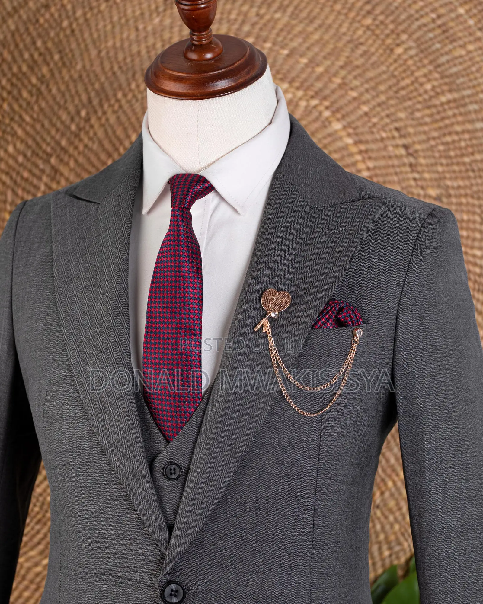3-Piece Premium Suit - Dark Grey / Charcoal Grey