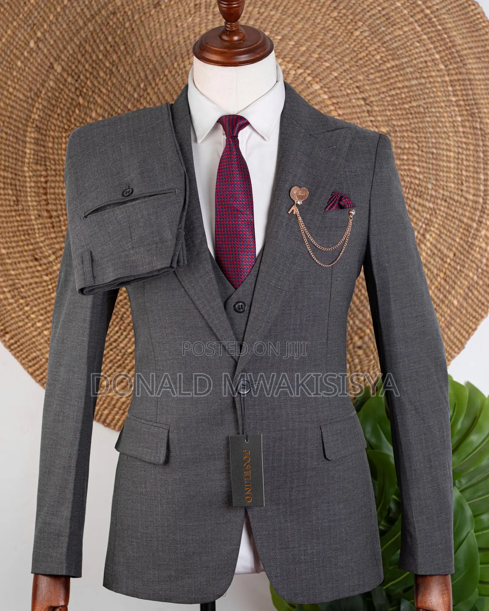 3-Piece Premium Suit - Dark Grey / Charcoal Grey