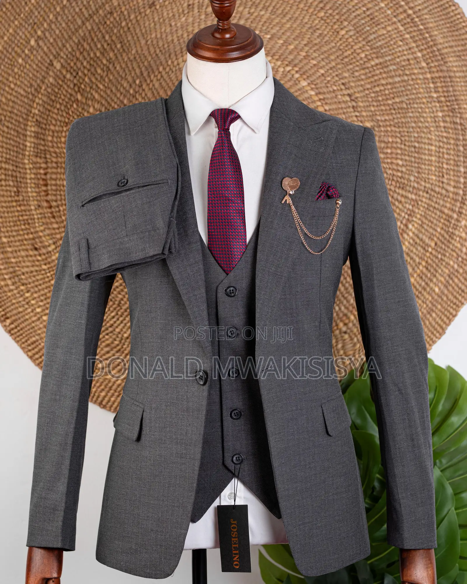 3-Piece Premium Suit - Dark Grey / Charcoal Grey