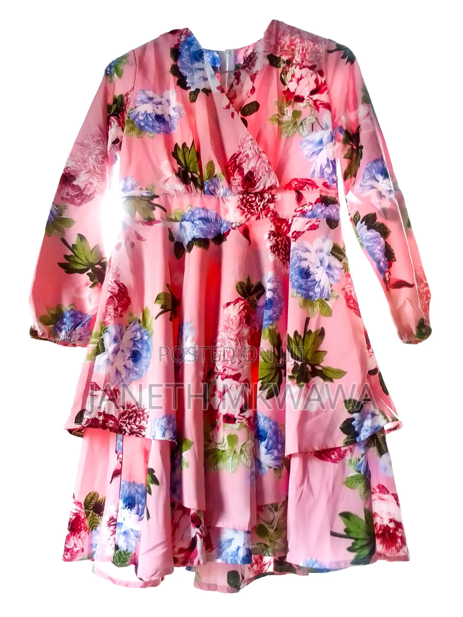 Pink Floral 2-Tiered Dress 2XL Women