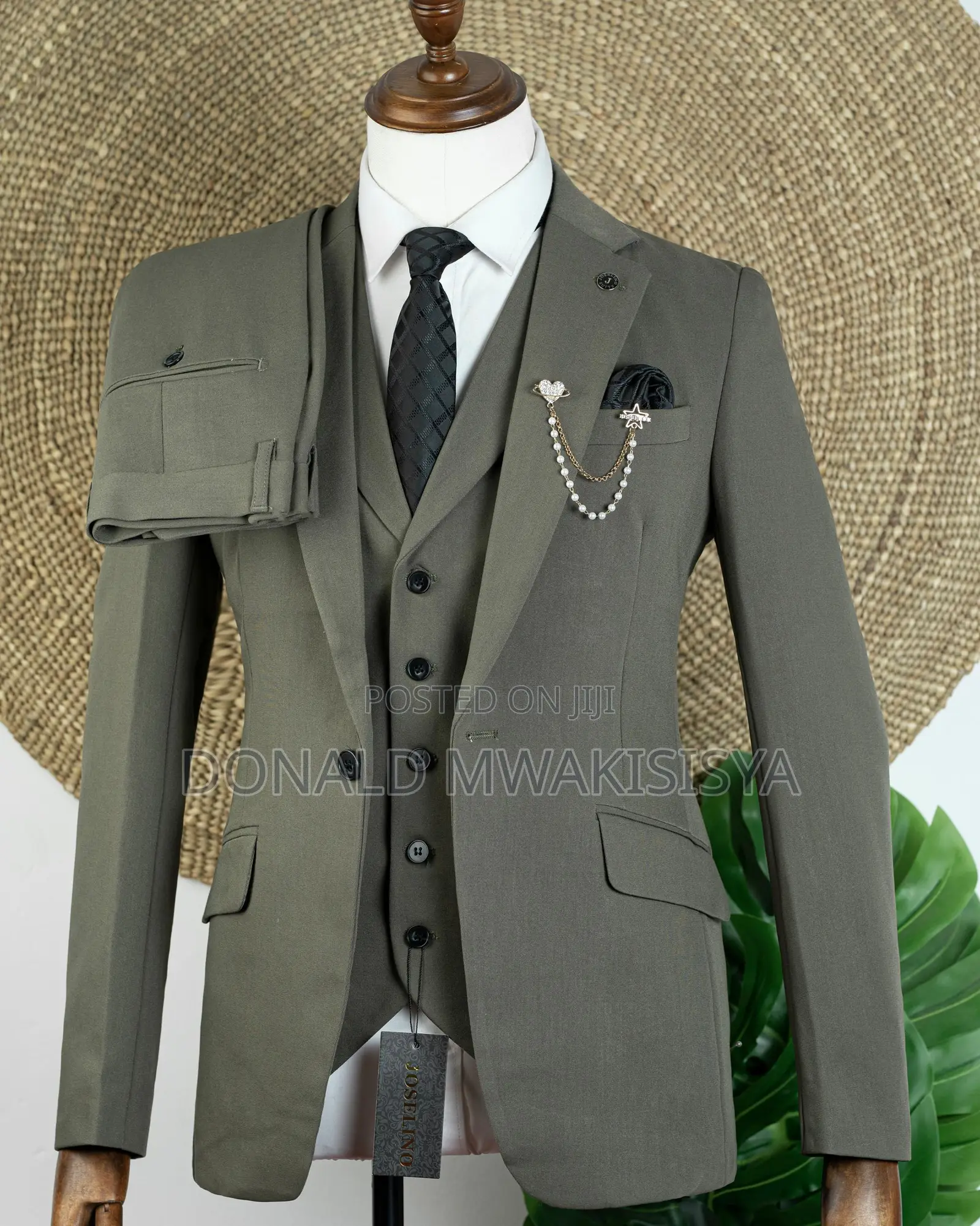 3-Piece Premium Suit - Army Green / Olive Green